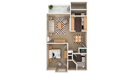 Floor plan for 1 bed, 1 bath, 680 sqft